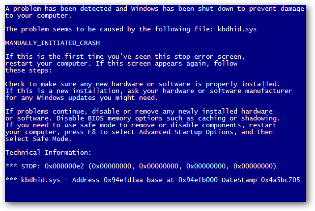A blue screen of death on a PC.